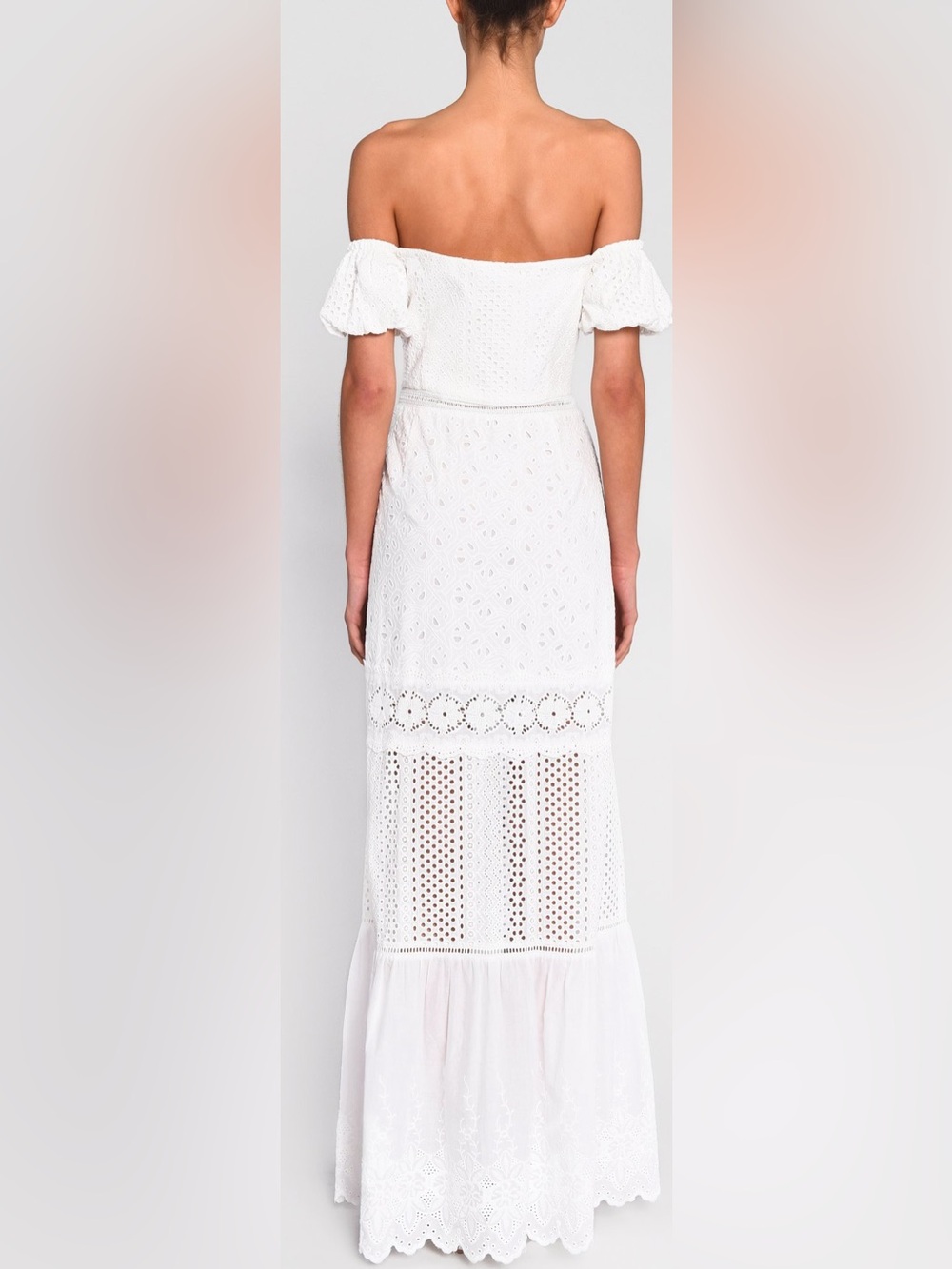 True Decadence White Broderie Bardot Eylet Boho Maxi Dress Size 10 NWOT - Picture 2 of 6